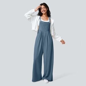Halara casual waffle overalls NWT